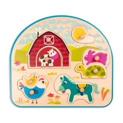 Branford Limited B. Animal Barnyard Wooden Peg Puzzle Hot