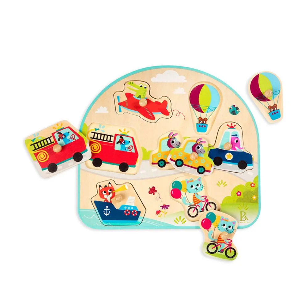 B. Toys B. Vehicles On The Go! Wooden Peg Puzzle Outlet
