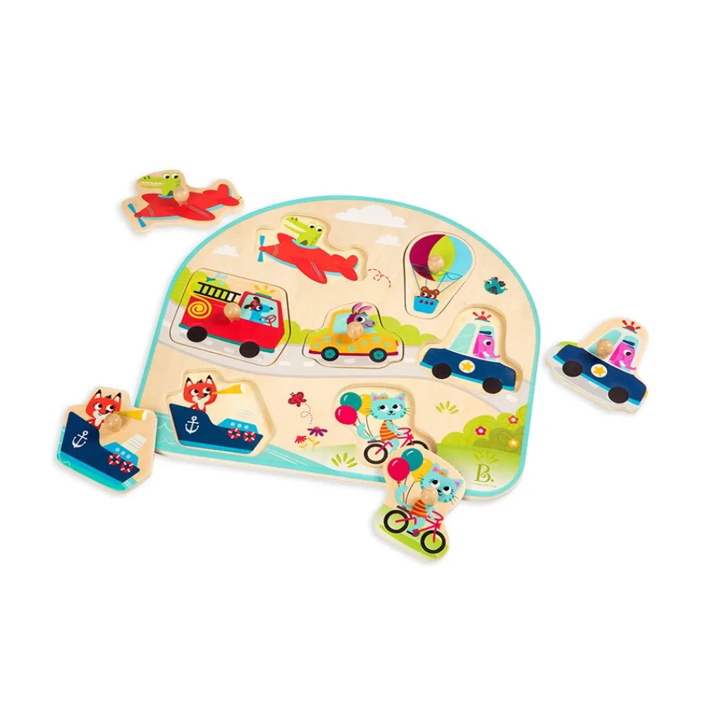 B. Toys B. Vehicles On The Go! Wooden Peg Puzzle Outlet