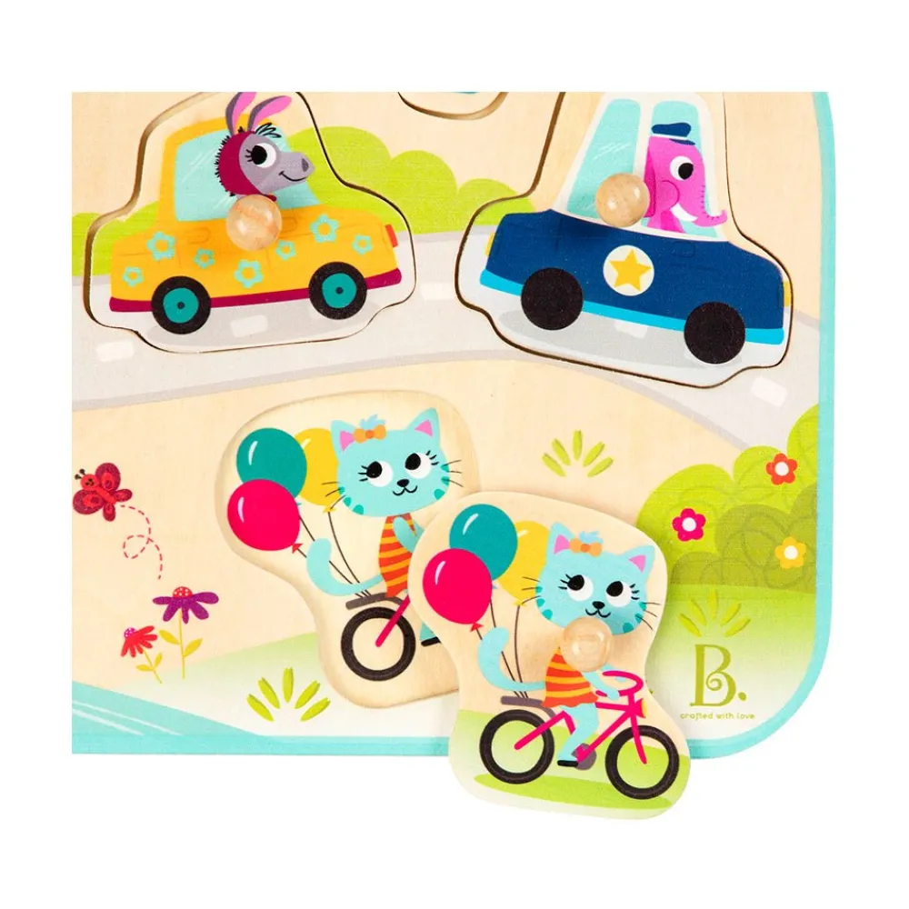 B. Toys B. Vehicles On The Go! Wooden Peg Puzzle Outlet