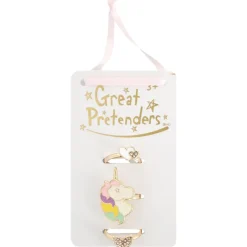 Great Pretenders Boutique Butterfly & Unicorn Ring Set, 3pcs New