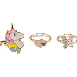 Great Pretenders Boutique Butterfly & Unicorn Ring Set, 3pcs New