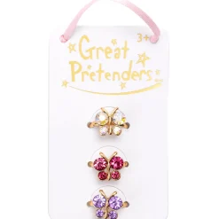 Great Pretenders Boutique Butterfly Gem Ring Set, 3pcs Clearance