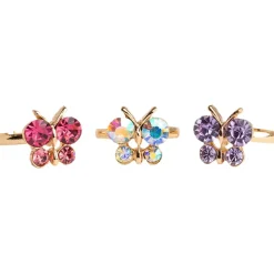 Great Pretenders Boutique Butterfly Gem Ring Set, 3pcs Clearance