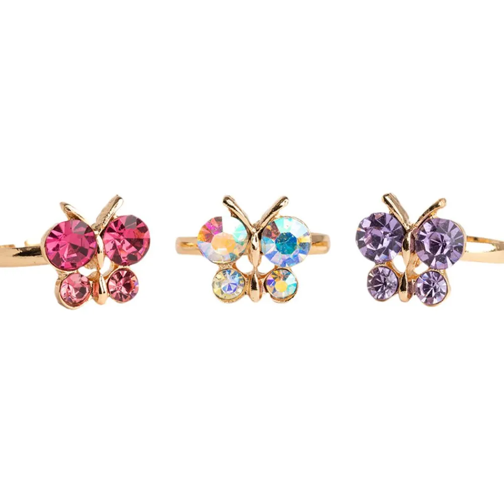 Great Pretenders Boutique Butterfly Gem Ring Set, 3pcs Clearance