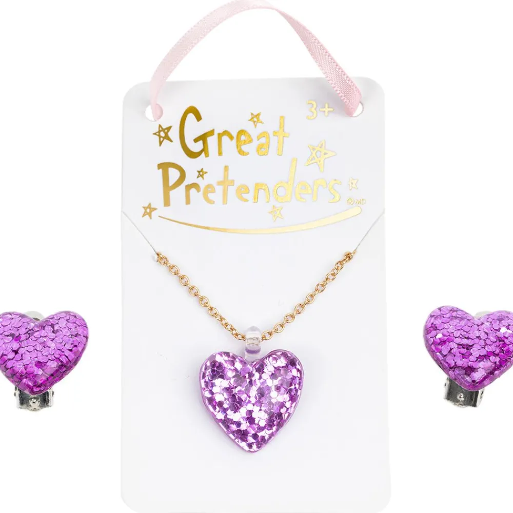 Great Pretenders Boutique Glitter Heart Necklace, Assorted Online
