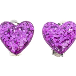 Great Pretenders Boutique Glitter Hearts Clip On Earrings, Assorted Fashion