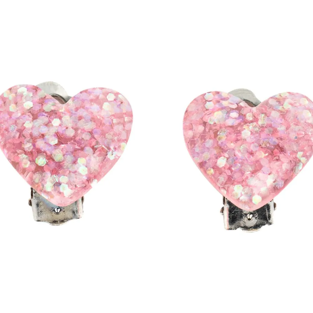 Great Pretenders Boutique Glitter Hearts Clip On Earrings, Assorted Fashion