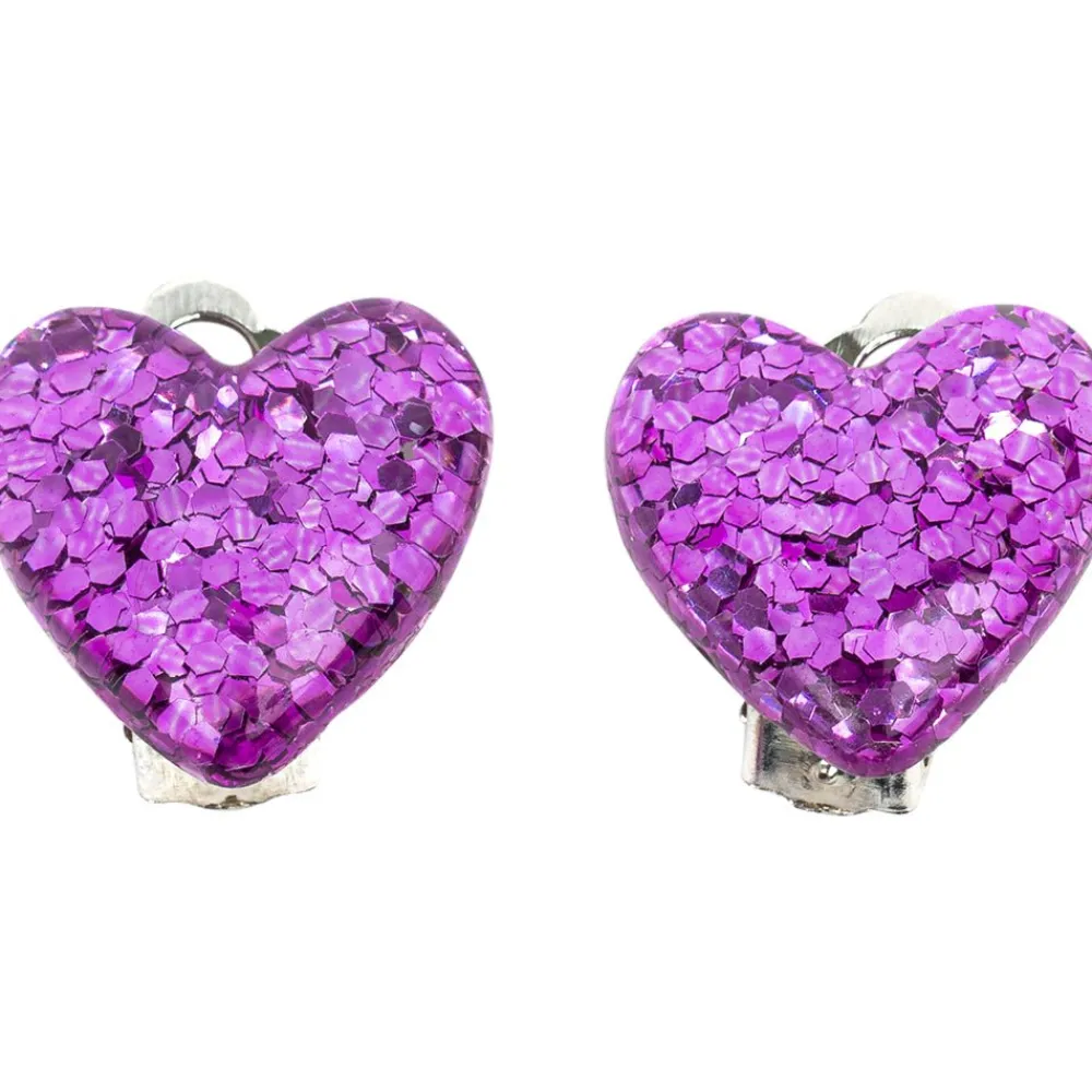 Great Pretenders Boutique Glitter Hearts Clip On Earrings, Assorted Fashion