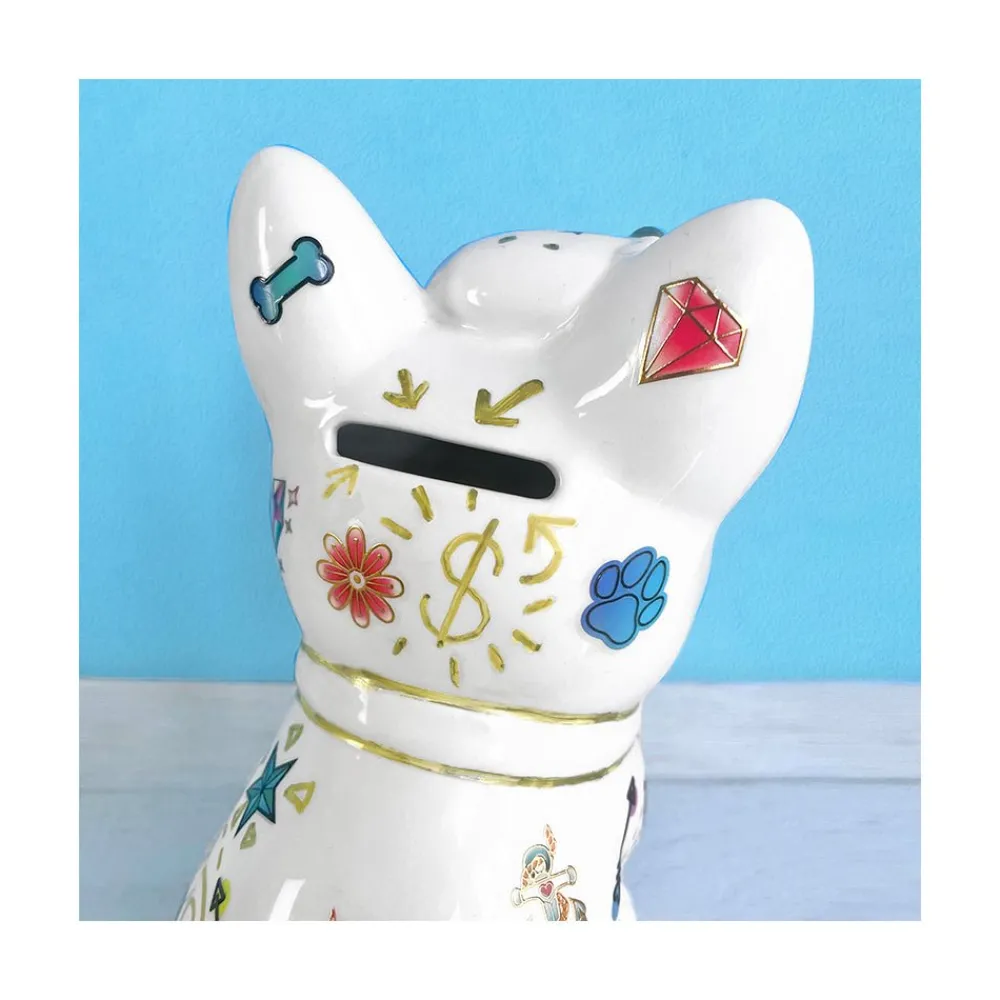 Bright Stripes Tattoo A Frenchie Ceramic Bank New