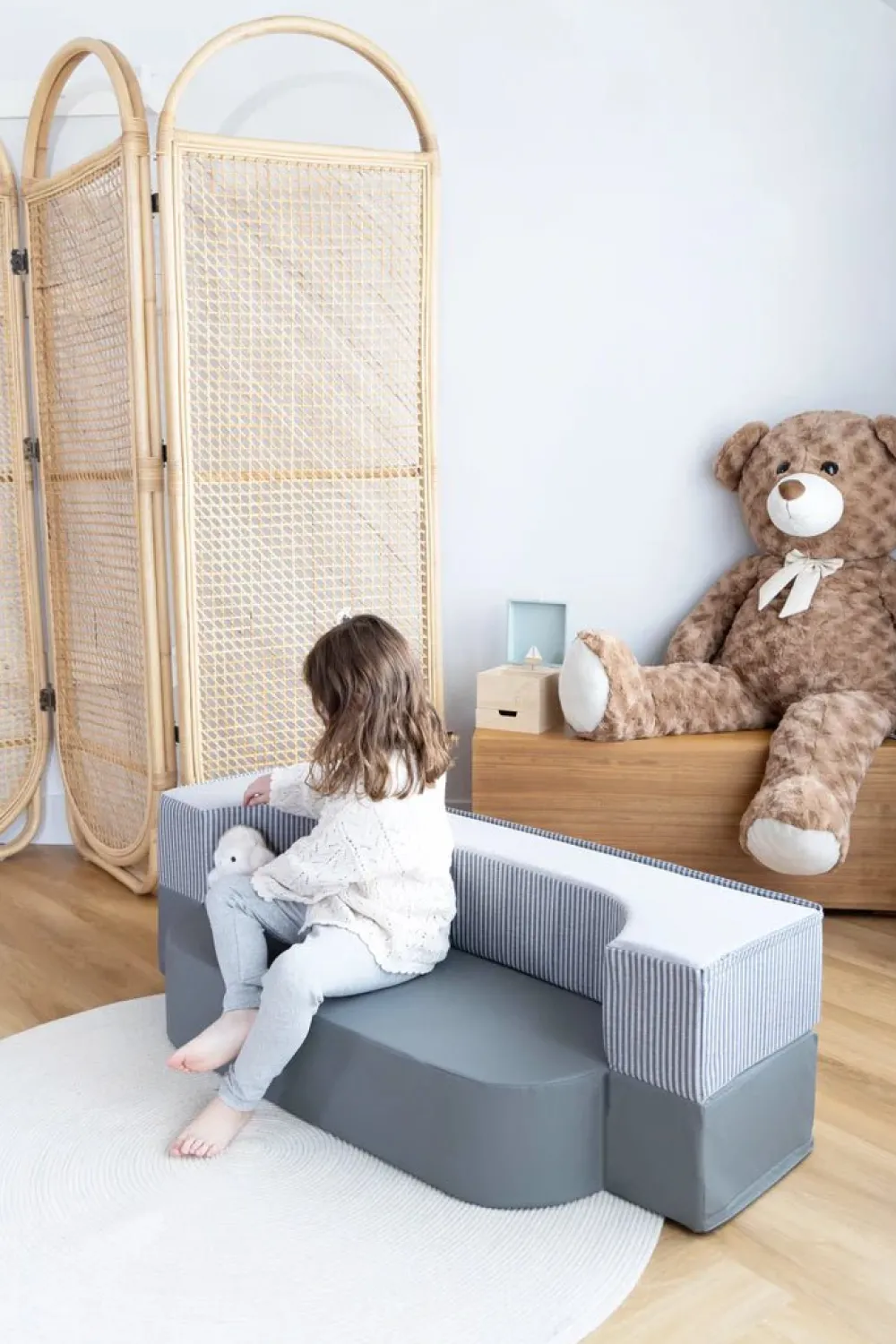 Coco Village Transformable Vegan Leather Kid Sofa Shades of Night Hot
