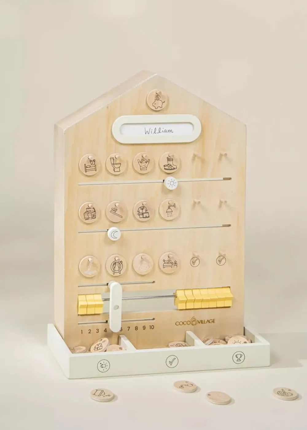 Coco Village Wooden Routine, Tasks and Rewards Board for Kids 3-in-1 Best