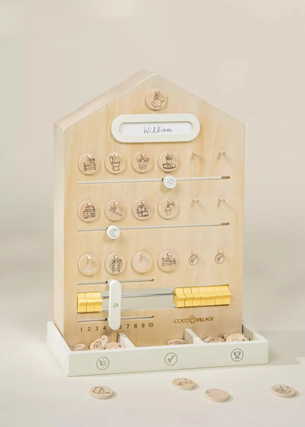 Coco Village Wooden Routine, Tasks and Rewards Board for Kids 3-in-1 Best