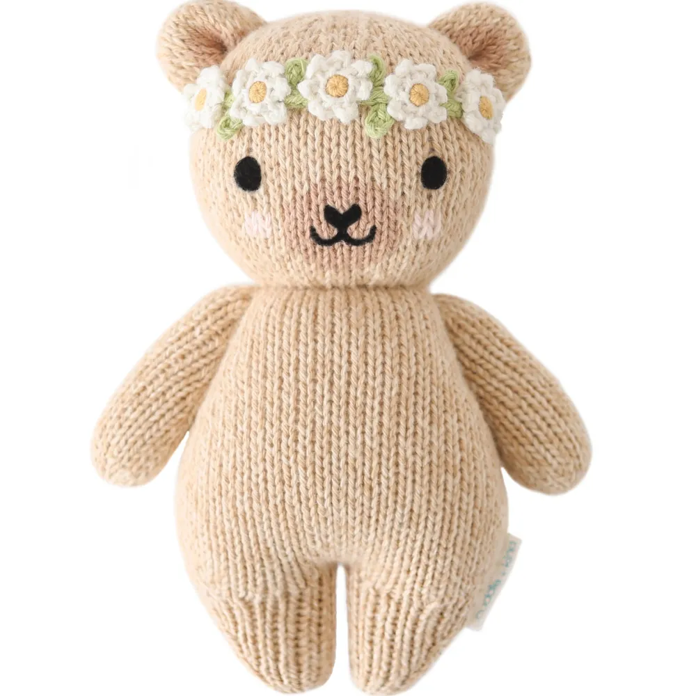 Cuddle+Kind Cuddle + Kind Baby Honey Bear (Ivory Floral) Hand-Knit Doll Outlet