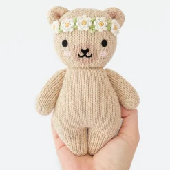 Cuddle+Kind Cuddle + Kind Baby Honey Bear (Ivory Floral) Hand-Knit Doll Outlet