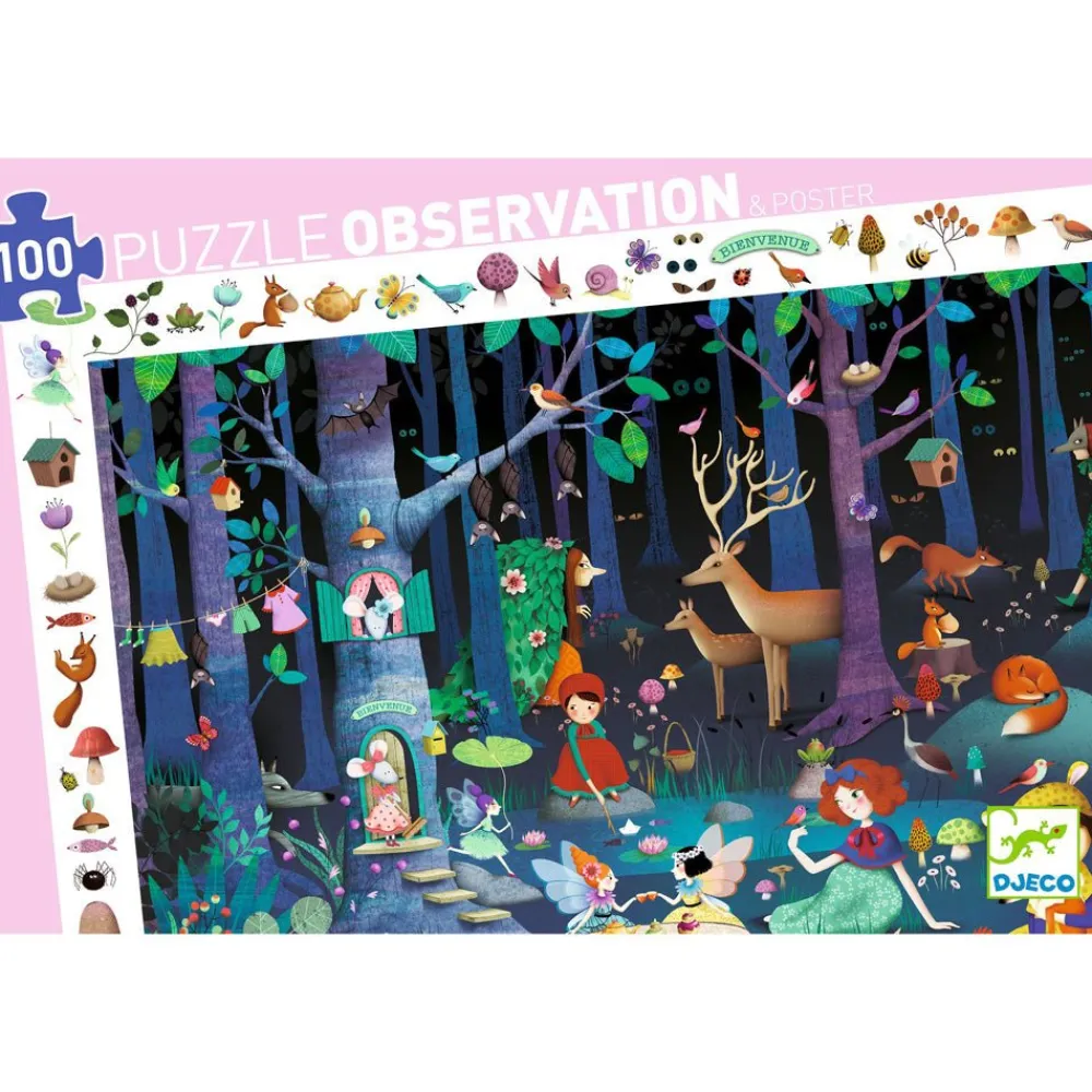 Ilo 307 Inc. Djeco Observation puzzle Enchanted forest 100 pcs Clearance
