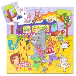 Djeco Silhouette Puzzle / The Rainbow Bus 16 pcs Hot