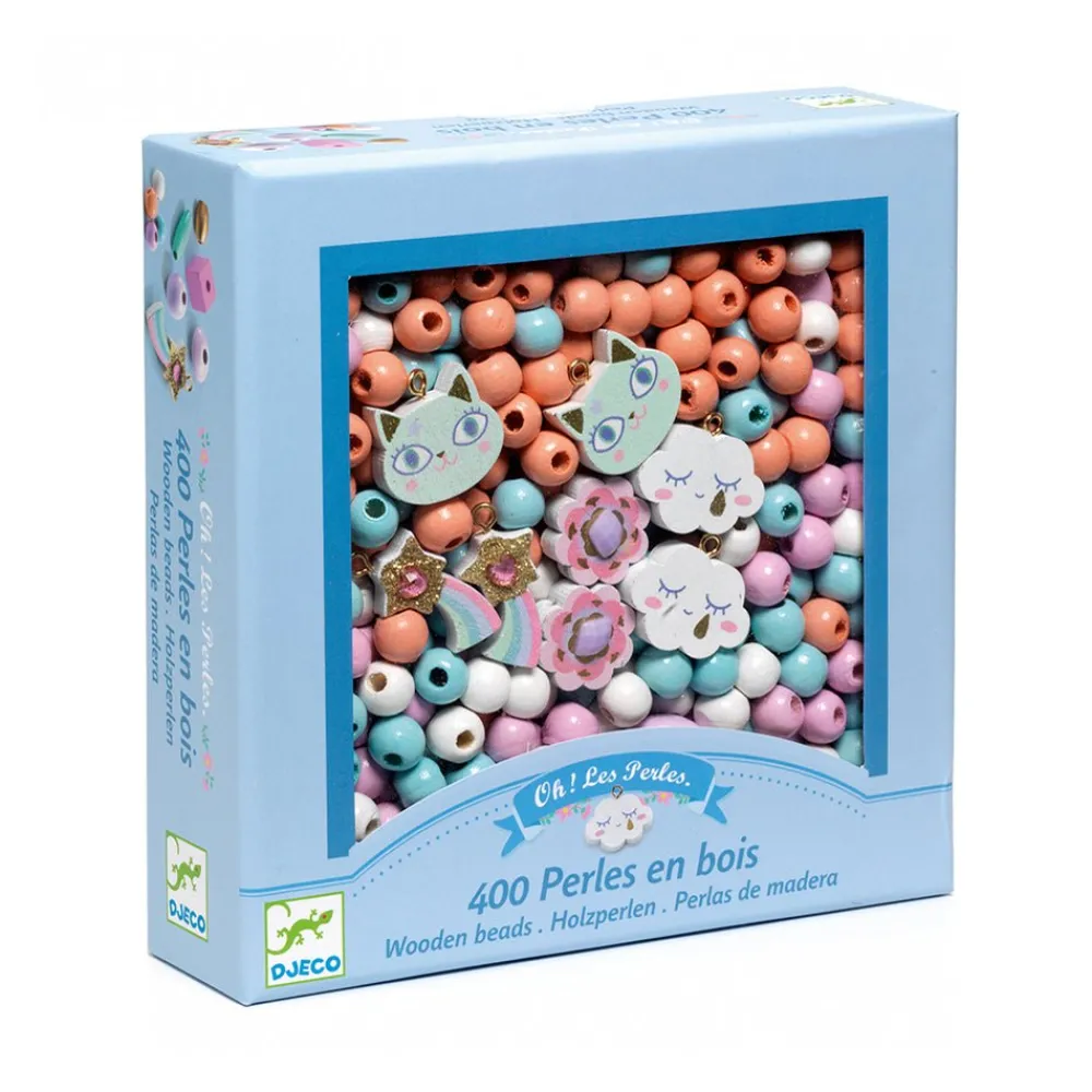 Ilo 307 Inc. Djeco Wooden Bead Kit - Rainbow Cat Clouds New