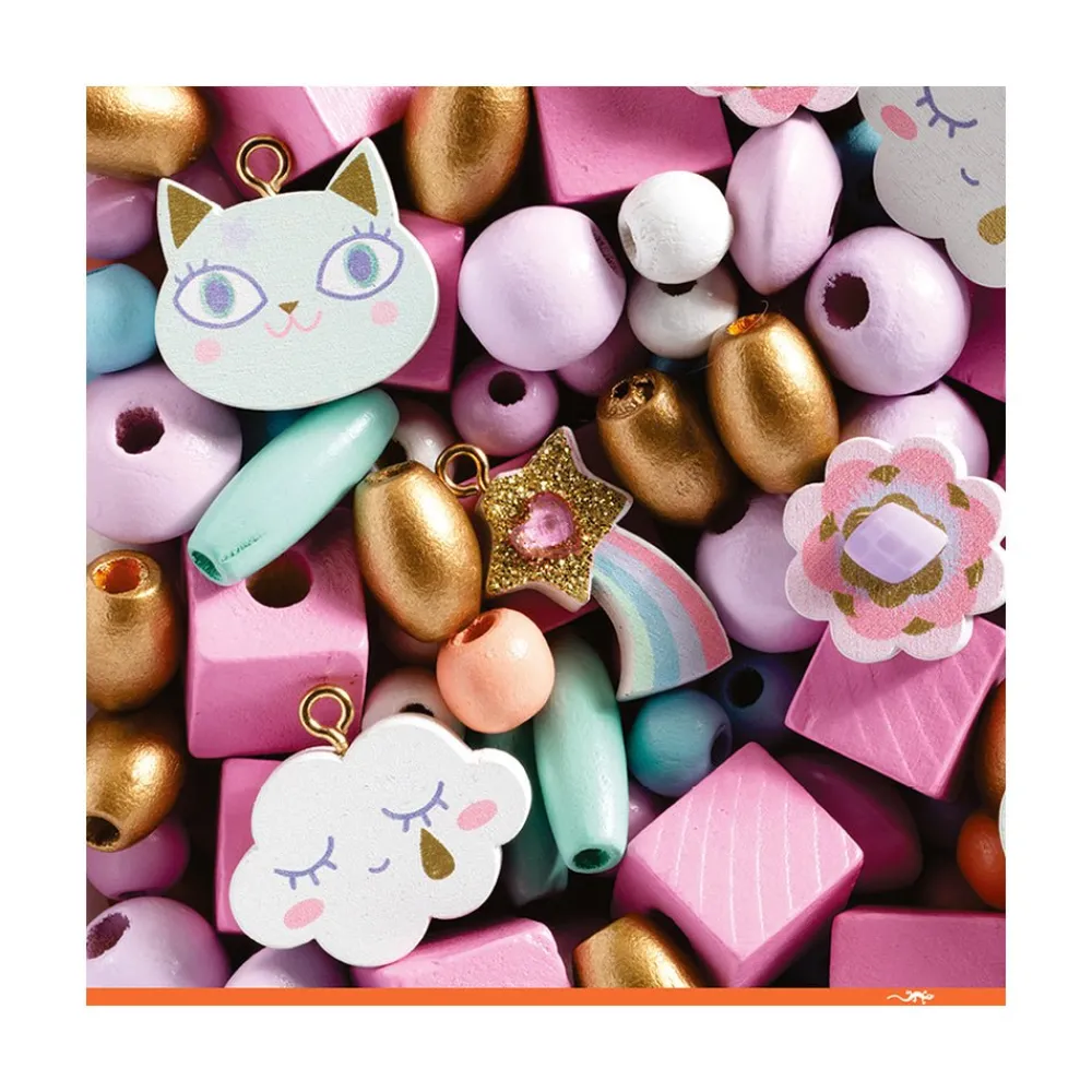 Ilo 307 Inc. Djeco Wooden Bead Kit - Rainbow Cat Clouds New