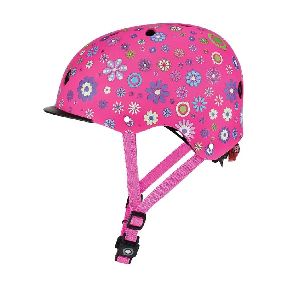 ID Development Limited GLOBBER Elite Pink Flowers Helmet w/ Lights XS/S New