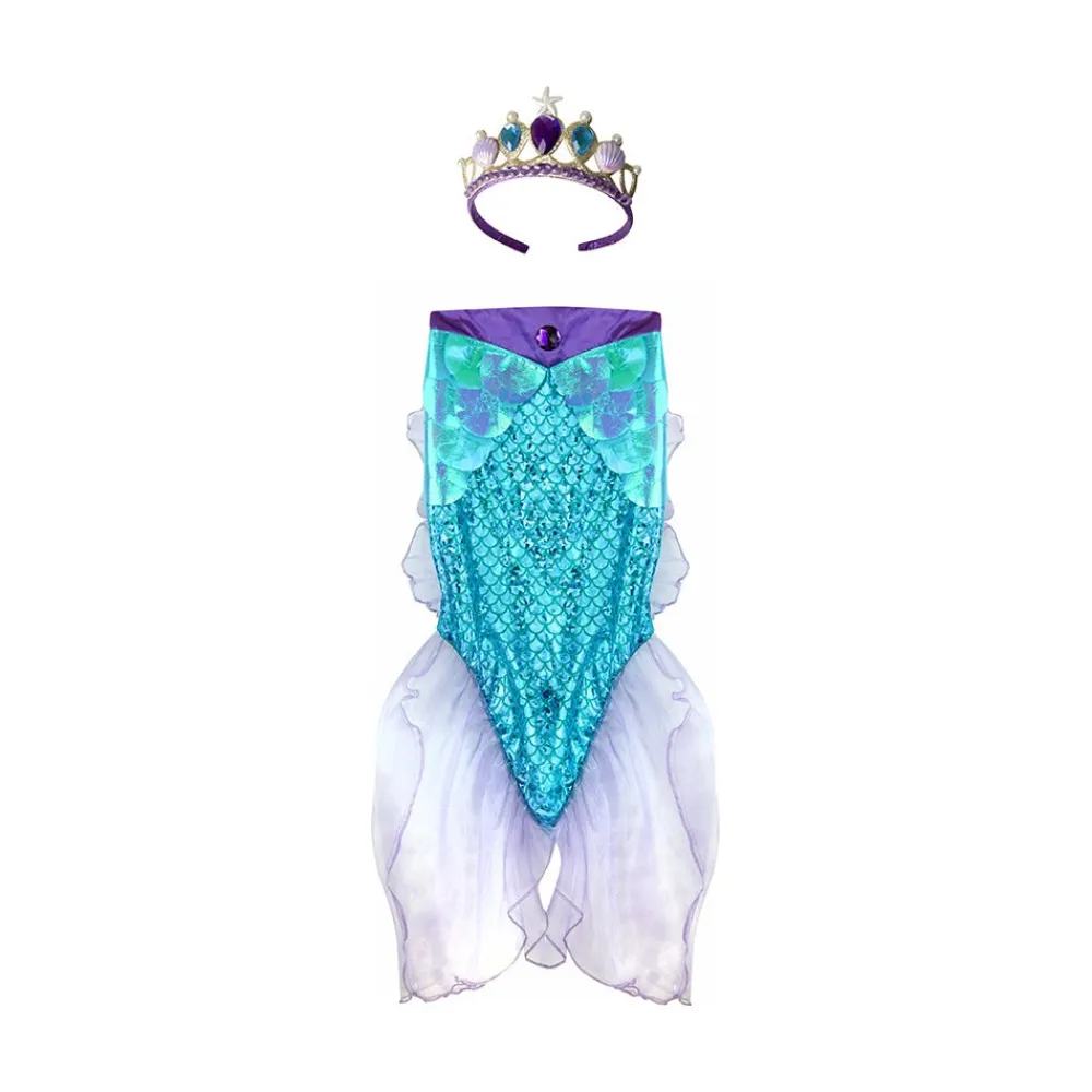 Great Pretenders Blue Mermaid Glimmer Skirt with Tiara,Size 5-6 Sale