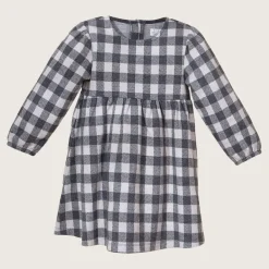 rise little earthling Knit Plaid Dress 9-12m Anthracite Gingham Sale