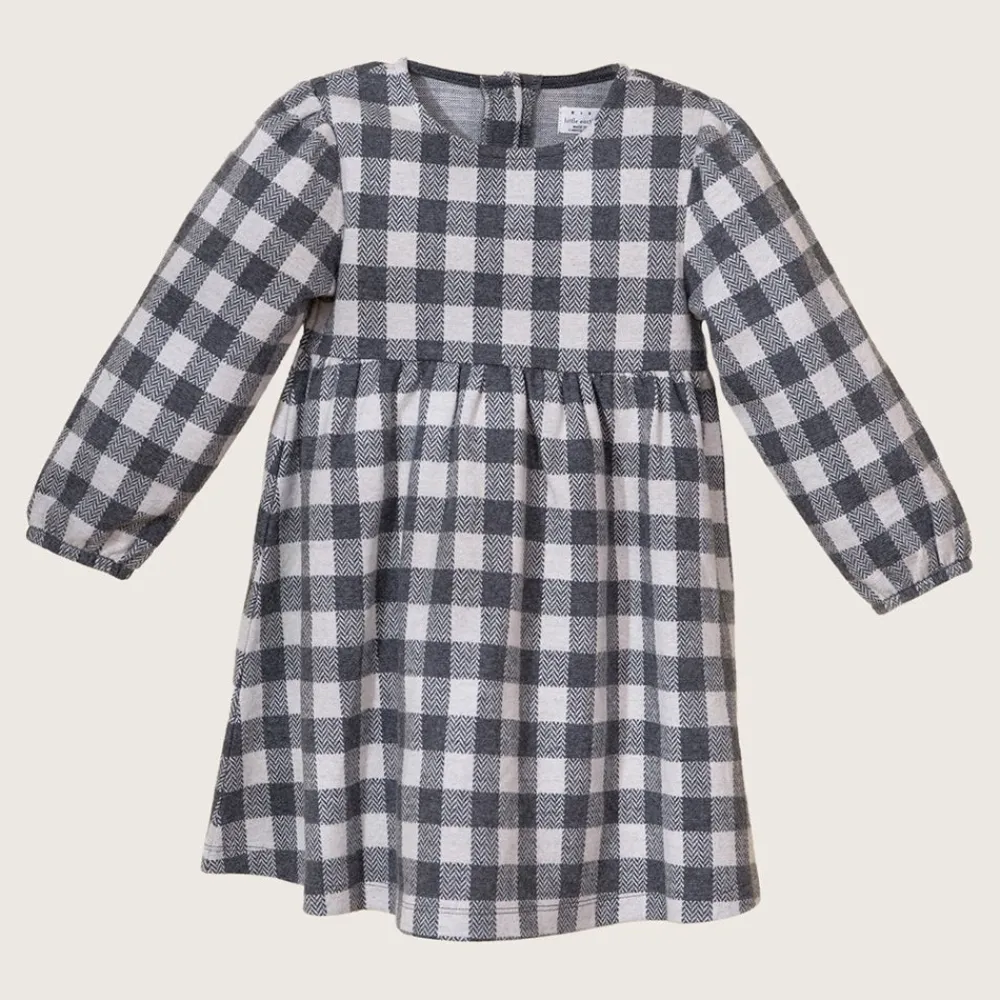 rise little earthling Knit Plaid Dress 9-12m Anthracite Gingham Sale