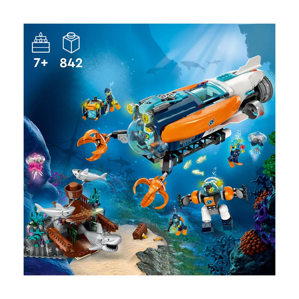 LEGO ® City Deep-Sea Explorer Submarine 60379 Building Toy Set (842 Pieces) Clearance