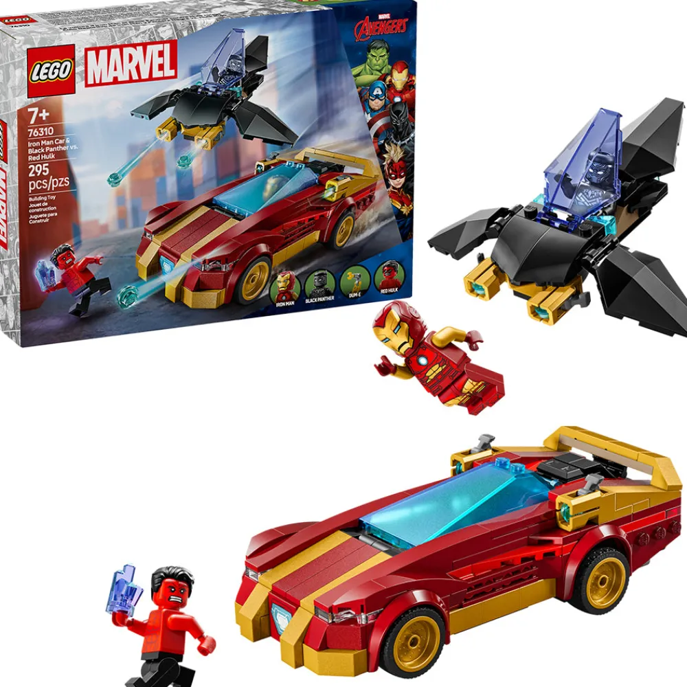 LEGO ® Iron Man Car & Black Panther vs. Red Hulk 76310 Sale