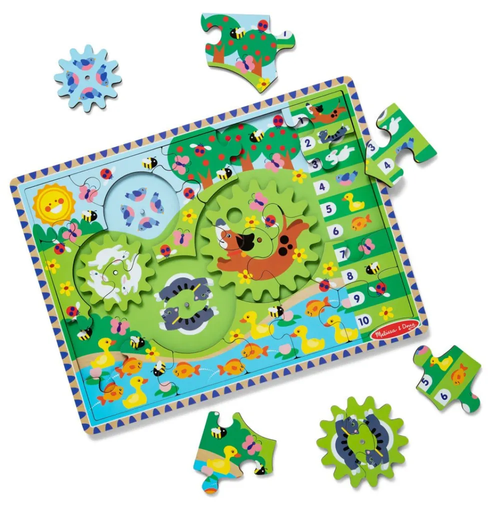 Melissa and Doug Melissa & Doug Animal Chase I-Spy Wooden Gear Puzzle Outlet