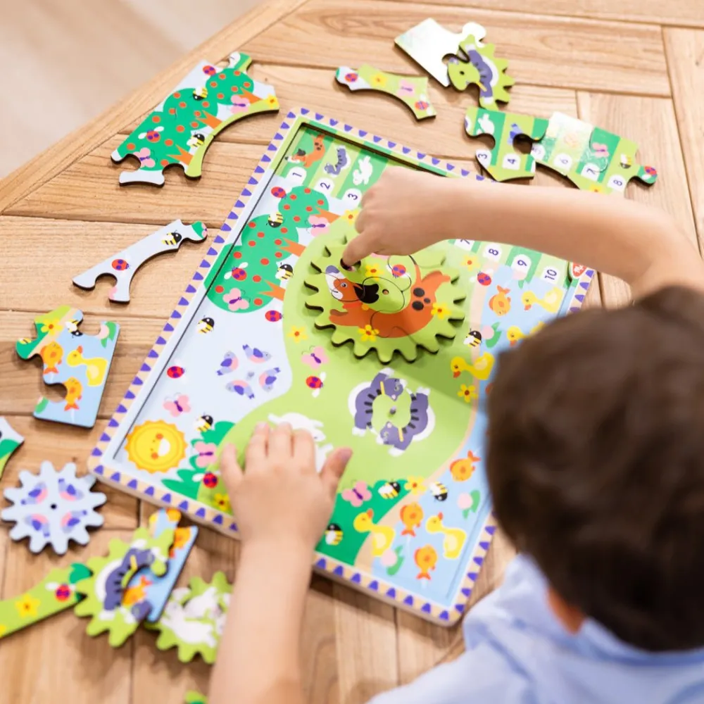 Melissa and Doug Melissa & Doug Animal Chase I-Spy Wooden Gear Puzzle Outlet