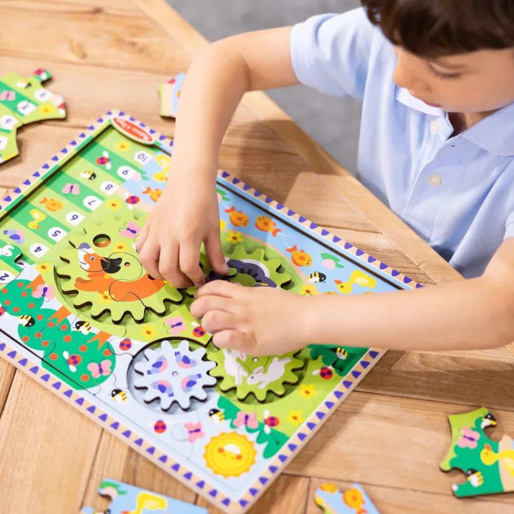 Melissa and Doug Melissa & Doug Animal Chase I-Spy Wooden Gear Puzzle Outlet