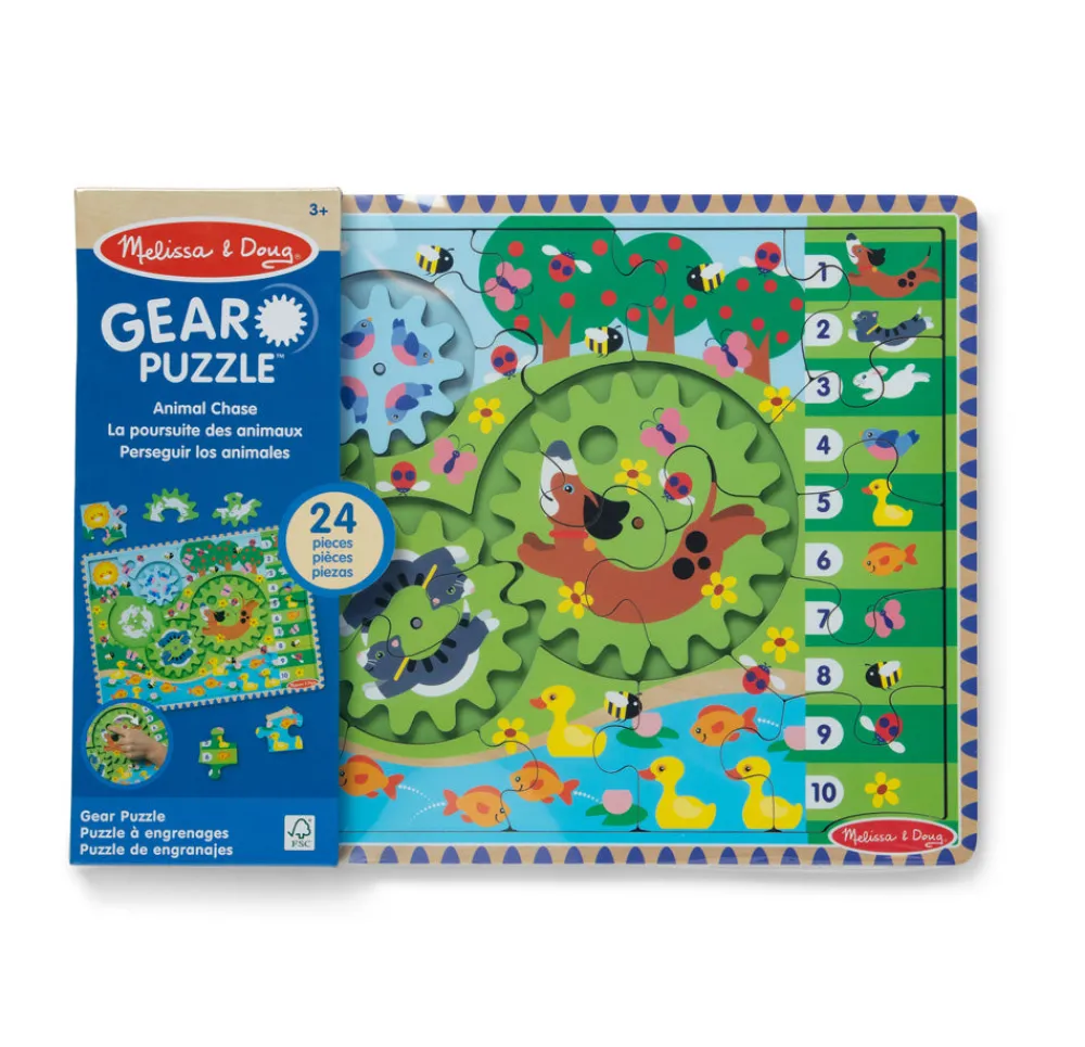 Melissa and Doug Melissa & Doug Animal Chase I-Spy Wooden Gear Puzzle Outlet