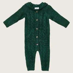 rise little earthling Cozy Sweater Romper Dark Green Hot