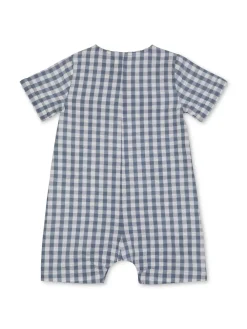 rise little earthling Gingham Romper Light Blue Discount
