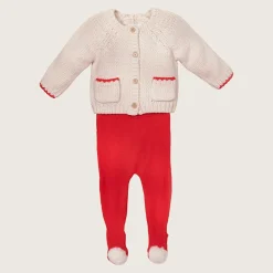 rise little earthling 2-Piece Cardigan & Legging Set Red Discount