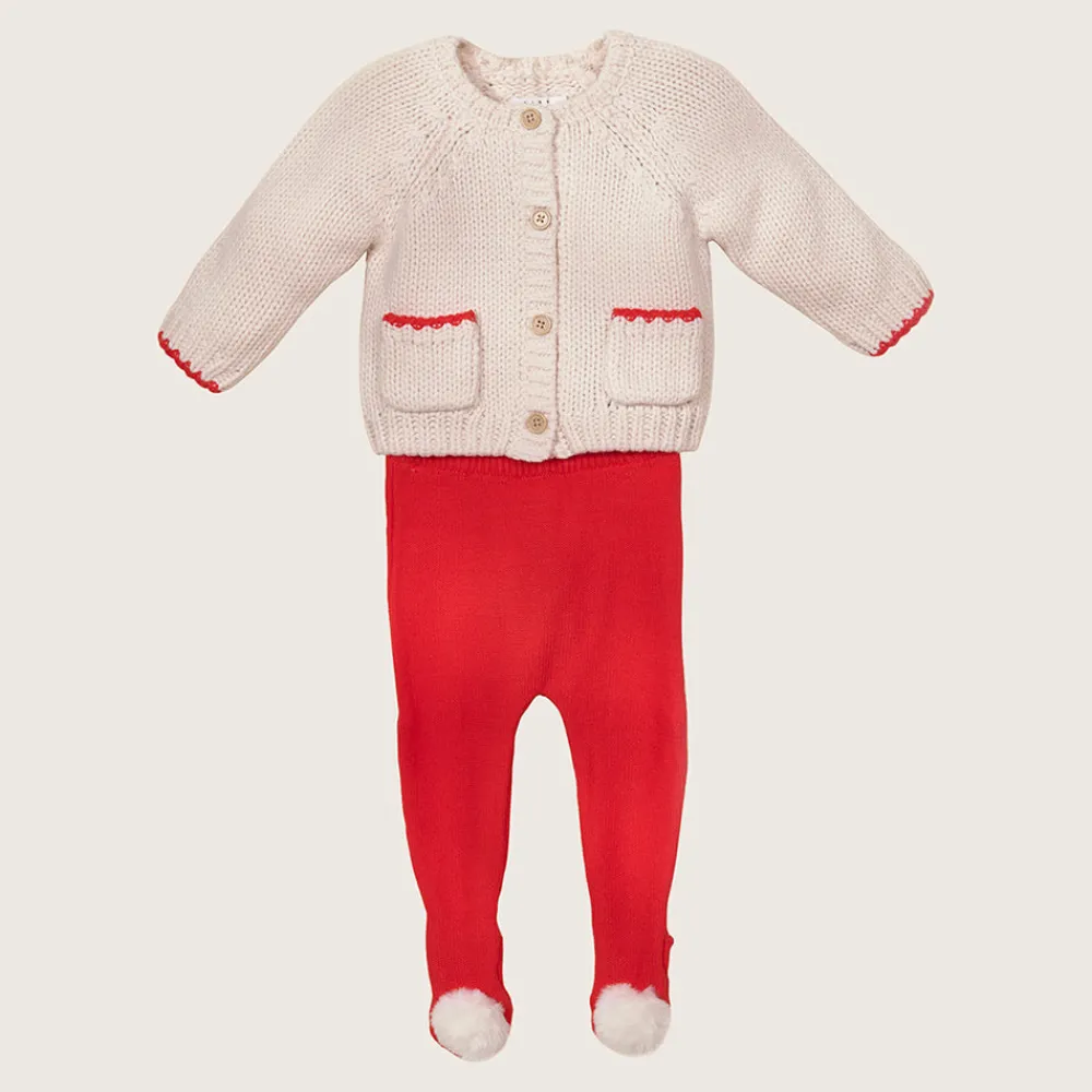 rise little earthling 2-Piece Cardigan & Legging Set Red Discount