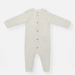 NY BRAND STUDIO INC Rise Little Earthling Pointelle Romper Antique White Discount