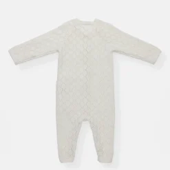 NY BRAND STUDIO INC Rise Little Earthling Pointelle Romper Antique White Discount