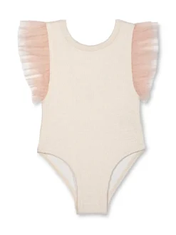 rise little earthling Ruffle Bodysuit Textur Antique White Outlet