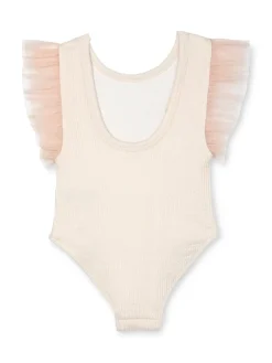 rise little earthling Ruffle Bodysuit Textur Antique White Outlet