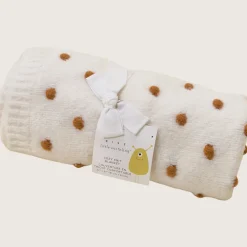 rise little earthling Textured Stitch Blanket White Outlet