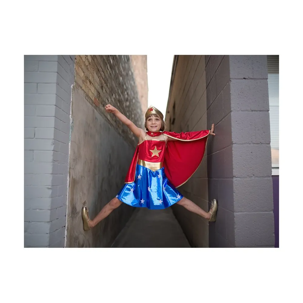 Creative Education Of Can. Superhero Girl Tunic w/ Cape & Headpiece Size 5-6 Best