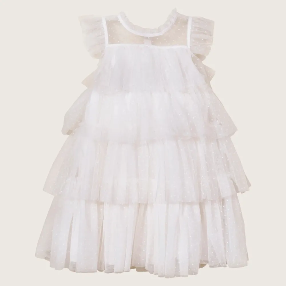 rise little earthling Tiered Dress 9-12m White Outlet
