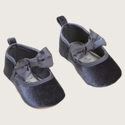 rise little earthling Velvet Dress Shoes 0-3m Charcoal Fashion