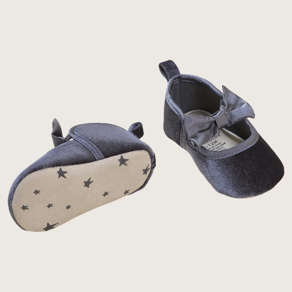 rise little earthling Velvet Dress Shoes 0-3m Charcoal Fashion