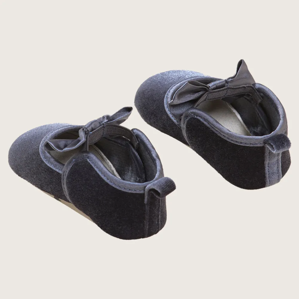 rise little earthling Velvet Dress Shoes 0-3m Charcoal Fashion